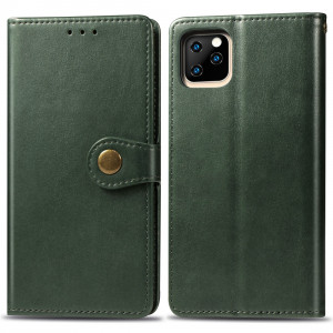 Etui en cuir de protection pour téléphone portable avec boucle pour photo, cadre photo et fente pour carte, portefeuille et support pour iPhone 11 Pro Max (vert) SH301E1139-20