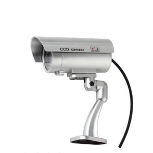 Caméra CCTV factice étanche avec LED clignotante pour une alarme de sécurité réaliste (argent) SH301B108-20