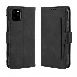 Étui en cuir de style portefeuille style skin veau pour iPhone 11 Pro, avec fente pour carte séparée (Noir) SH401A1007-20