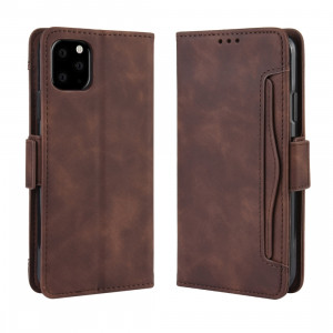 Etui en cuir de style portefeuille style skin veau pour iPhone 11 Pro, avec fente pour carte séparée (Marron) SH401B262-20