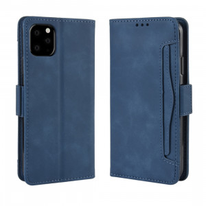 Étui en cuir de style portefeuille style skin veau pour iPhone 11 Pro, avec fente pour carte séparée (bleu) SH401C1061-20