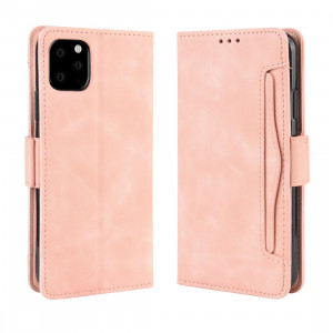 Étui en cuir de style portefeuille style skin veau pour iPhone 11 Pro, avec fente pour carte séparée (rose) SH401E604-20