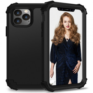Pour iPhone 11 Pro Max PC + Silicone Protection anti-chute de téléphone portable en trois pièces Couverture Bback (Noir) SH301E397-20