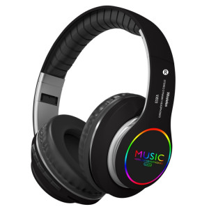 VJ033 Mise à niveau multifonction Bluetooth 5.0 Casque stéréo Microphone LED sans fil Casque radio FM (Noir) SH701A750-20