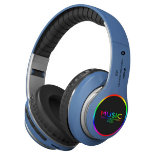 VJ033 Mise à niveau multifonction Bluetooth 5.0 Casque stéréo Microphone LED sans fil Casque Radio FM (bleu) SH701B421-20