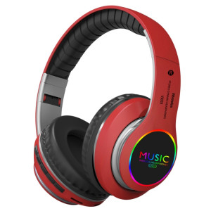 VJ033 Mise à niveau multifonction Bluetooth 5.0 Casque stéréo Microphone LED sans fil Casque radio FM (rouge) SH701D1070-20