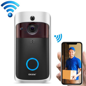 Eken V5 Smart Phone Call Visual Enregistrement Vidéo Soignée Vision de la nuit WiFi WiFi Sécurité WiFi Sécurité Home Moniteur Interphone porte de porte, standard (noir) SH701B150-20