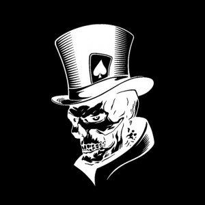 10 PCS Joker Squelette Crâne Cartes À Jouer Poker Monstre Chapeau Forme Vinyle Autocollant De Voiture, Taille: 11.3x17.6cm (Argent) SH301A1904-20