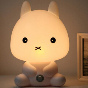 Lampes de chambre de bébé veilleuse de bande dessinée animaux de compagnie Pvc plastique sommeil Led enfant lampe ampoule lapin (US) SH503A252-20