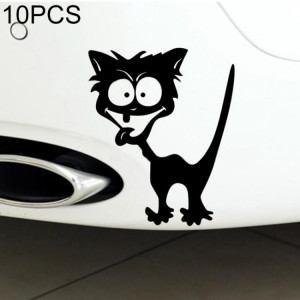 Autocollant de style de voiture de modèle de 10 PCS Cat réfléchissant vinyle autocollant drôle de voiture drôle, taille: 13 × 11 cm (Noir) SH201A992-20