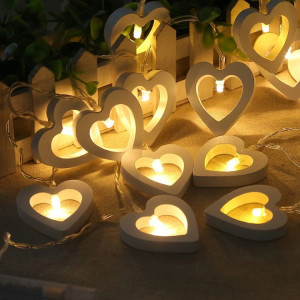 1.2m 10 LED coeur en bois fête de noël extérieur intérieur coeur décoration guirlande lumineuse SH3071892-20