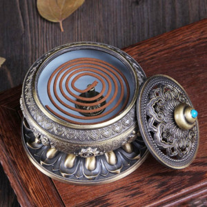 Support unique de bobine de moustique de brûleur d'encens de moustique avec la couverture de maille en métal (bronze) SH801A100-20