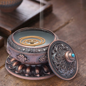 Support unique de bobine de moustique de brûleur d'encens de moustique avec la couverture de maille en métal (bronze rouge) SH801C1477-20