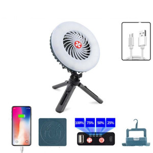 Lampe de ventilateur rechargeable USB Lampe de camping pour tente multifonction à diffusion en direct, Style: Lumière de ventilateur + support SH7302478-20