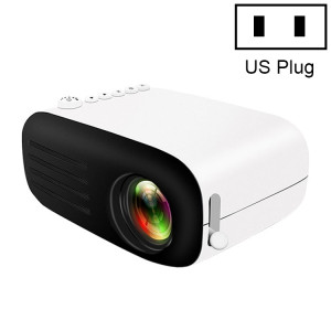 YG200 Mini projecteur de poche LED portable AV USB SD HDMI jeu de film vidéo projecteur vidéo de cinéma maison, prise américaine (noir et blanc) SH39BW802-20