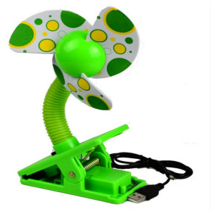 Ventilateur de poussette pour lit de bébé Mini Clip portable USBCharging Dormitory Office Small Electric Fan (Vert) SH601B473-20