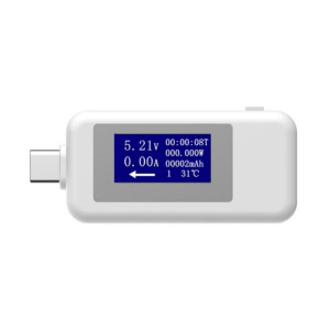 KEWEISI Testeur multifonction Type-C / USB-C Chargeur Détecteur Voltmètre Numérique Ampèremètre Voltmètres (Blanc) SH801A870-20