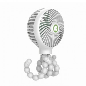 Mini ventilateur portatif rechargeable USB pliable de dessin animé déformé Octopus (blanc) SH201A1478-20