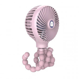 Mini ventilateur portatif rechargeable USB pliable de dessin animé déformé Octopus (rose) SH201B806-20