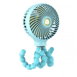 Mini ventilateur portatif rechargeable USB pliable de dessin animé déformé Octopus (bleu) SH201C1643-20