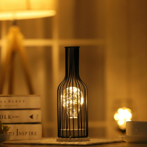 Rétro classique fer art LED lampe de table lampe de lecture veilleuse chambre lampe bureau éclairage décoration de la maison, abat-jour style: bouteille de vin rouge SH5202160-20