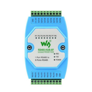Waveshare RS485-HUB-8P Concentrateur RS485 isolé de qualité industrielle à 8 canaux, support de montage sur rail, large plage de débit en bauds SW4801857-20