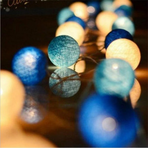 3M 20 Leds Cotton Ball Light String Holiday Wedding Christmas Party Chambre Fairy Lights Outdoor LED Light Garland Décoration, Alimentation: USB (Bleu) SH001C381-20