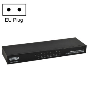 FJGEAR FJ-810UK Commutateur KVM USB 8 en 1 avec commutateur de bureau, type de prise : (noir) SF101A858-20