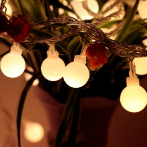 LED Ball Light String Festival Décoration intérieure et extérieure, Couleur: Blanc 20 LED Puissance de la batterie SH09031913-20