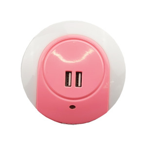 Veilleuse LED A78B avec port USB Capteur de contrôle de la lumière intelligent, prise : prise américaine (rose) SH401B1413-20