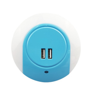 Veilleuse LED A78B avec port USB Capteur de contrôle de la lumière intelligent, prise : prise américaine (bleu) SH401D1211-20