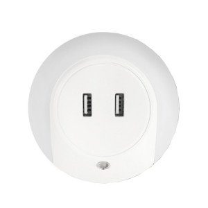 Veilleuse LED A78B avec port USB Capteur de contrôle de la lumière intelligent, prise : (blanc) SH402A489-20
