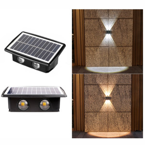 Applique solaire 4LED extérieure étanche haut et bas projecteurs à deux têtes (blanc + lumière chaude) SH901E648-20