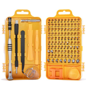 110 en 1 montre outil de maintenance de démontage de téléphone portable jeu de tournevis en acier au chrome vanadium multifonction (jaune) SH001A363-20