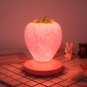Creative Home LED Silicone Strawberry Night Light USB Rechargeable Chevet Décoration Atmosphère Lumière (Rose) SH701A1815-20