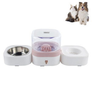 Fontaine à boire automatique lavable amovible transparente pour animaux de compagnie avec boîte à aliments en acier inoxydable, spécification: bol simple (rose) SH9301671-20