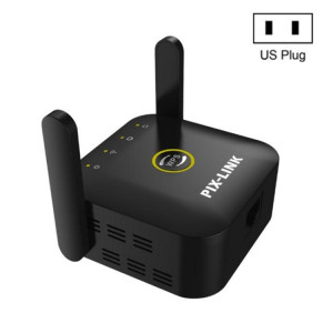 PIX-LINK WR22 Extendeur d'amélioration d'amplification de signal sans fil Wifi 300 Mbps, Type de prise: Prise américaine (noire) SP602A529-20