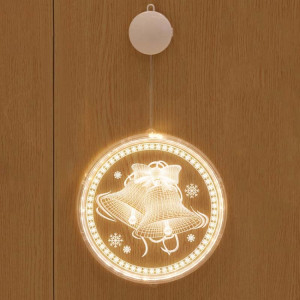 Décoration de Noël Lumière LED Lampe à suspension 3D de vacances, alimentation: batterie (cloche de Noël) SH601E438-20