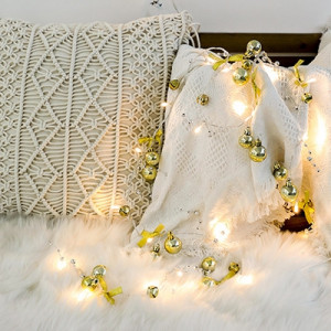 2m 20LEDs Christmas String Lights Christmas Bells Ball Décoration Lampe, Style: Or Bowknot Bell SH18041292-20
