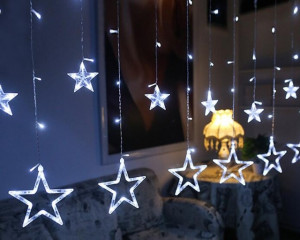 220V EU Plug LED Star Light lumières de Noël intérieur / extérieur décoratif rideaux d'amour lampe pour l'éclairage de fête de mariage de vacances (blanc) SH801D1631-20