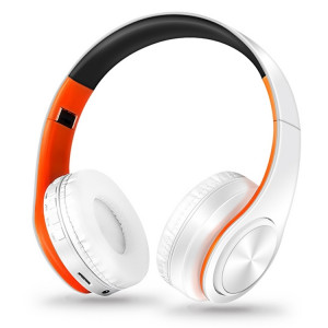 LPT660 STEREO BLUETOOTH casque Bluetooth MP3, support 32 Go de carte TF et 3,5 mm Aux (Orange blanche) SH301C1825-20