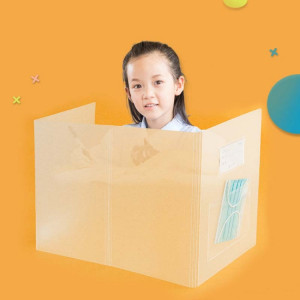 3 PCS Student Work Meal Desktop Anti-spray Baffle Isolation Protective PP Board SH0759278-20