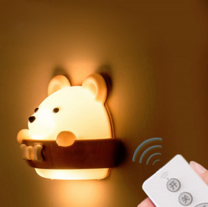Lampe murale de protection des yeux de chevet avec télécommande pour ours avec 3 modes d'éclairage, style: rechargeable SH0002919-20