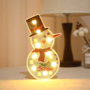 DIY Diamant Peinture LED Night Light Sticking Diamond Décoration De Noël Lampe De Table (Bonhomme De Neige) SH501B22-20