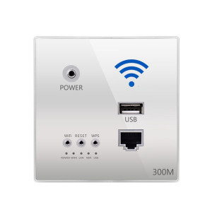 86 Type à travers le mur AP Panel 300M Hotel Wall Relay Routeur de prise sans fil intelligent avec USB (argent) SH701D1232-20