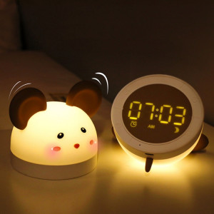 Veilleuse en silicone souris mignonne avec fonction réveil électronique chevet lampe de bureau de sommeil horloge d'apprentissage SH47841223-20