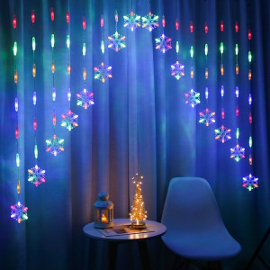 LED V inversé flocon de neige cinq étoiles lumières décoratives de Noël guirlande étanche, prise EU (lumière colorée) SH401B957-20