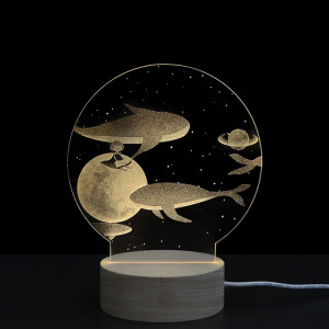 3D Atmosphère Lumière Décorative Acrylique Intérieur Sculpté LED Night Light Lampe De Table Fille Créative (Fille Baleine) SH401B557-20