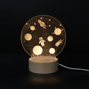 Atmosphère 3D lumière décorative acrylique intérieur sculpté LED veilleuse lampe de table fille créative (astronaute de bande dessinée) SH401D975-20