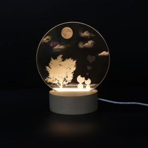 Atmosphère 3D Lumière Décorative Acrylique Intérieur Sculpté LED Veilleuse Lampe De Table Fille Créative (Chat Arbre) SH401H919-20